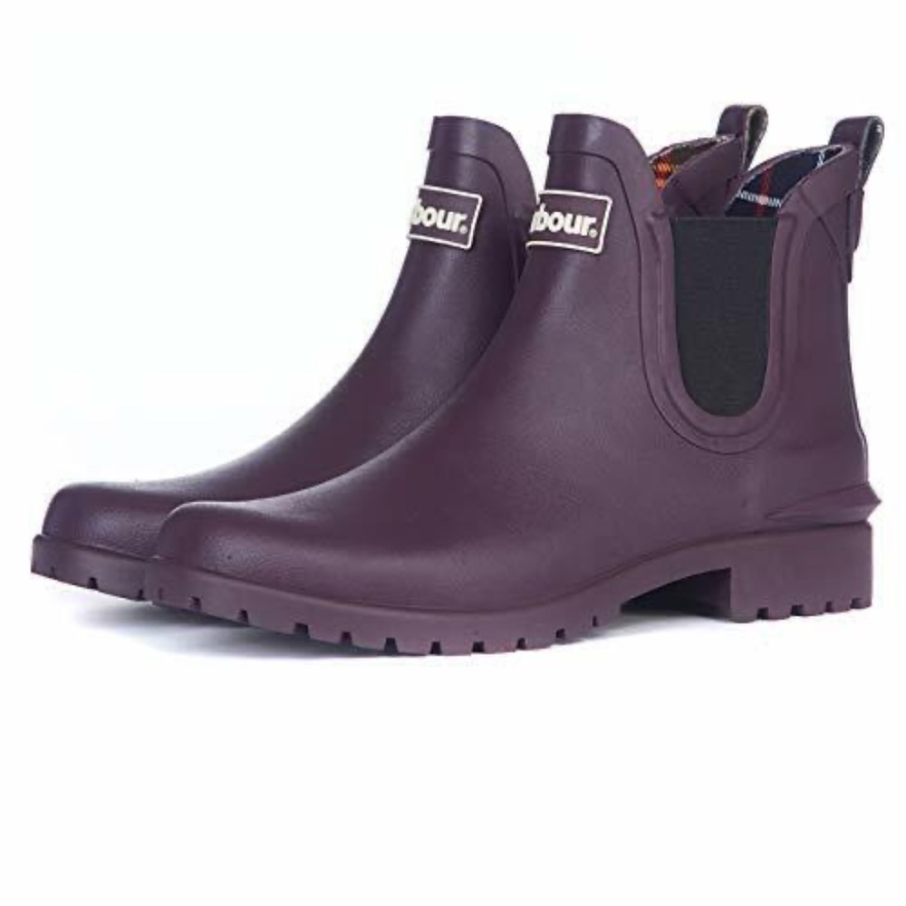 NEW Barbour Women's Wilton Wellington Ankle Rain Boots WATERPROOF BOOTIES PURPLE - Picture 3 of 6